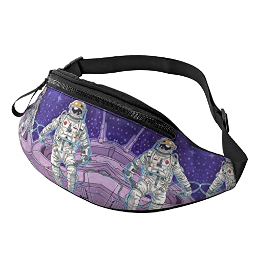 Hüfttasche mit Cartoon-Astronauten-Motiv, für Herren und Damen, Verstellbarer Gürtel, Sporttasche für Outdoor-Sport, Reisen und Radfahren, Radfahren, Taschen-Schulterrucksack von FJAUOQ