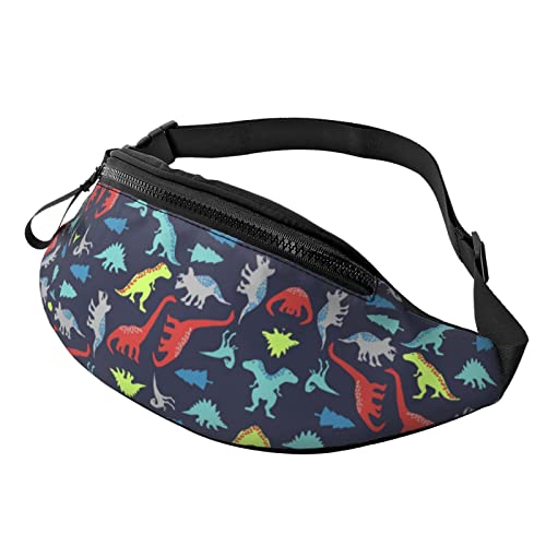 Hüfttasche mit Cartoon-Dinosaurier-Motiv, für Herren und Damen, Verstellbarer Gürtel, Sporttasche für Outdoor-Sport, Reisen und Radfahren, Fahrradtasche, Schulterrucksack von FJAUOQ