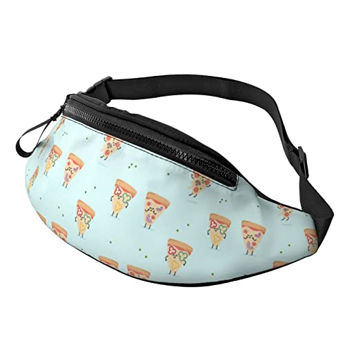 Hüfttasche mit Cartoon-Motiv, süße Pizza, für Herren und Damen, Verstellbarer Gürtel, Sporttasche für Outdoor-Sport, Reisen und Radfahren, Fahrradtasche, Schulterrucksack von FJAUOQ