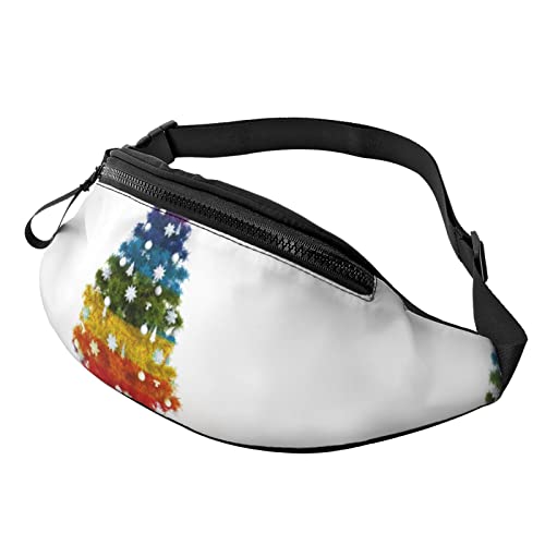 Hüfttasche mit Weihnachtsmotiv, bunter Regenbogen, für Herren und Damen, Verstellbarer Gürtel, Sporttasche für Outdoor-Sport, Reisen und Radfahren, Fahrradtaschen-Schulterrucksack von FJAUOQ