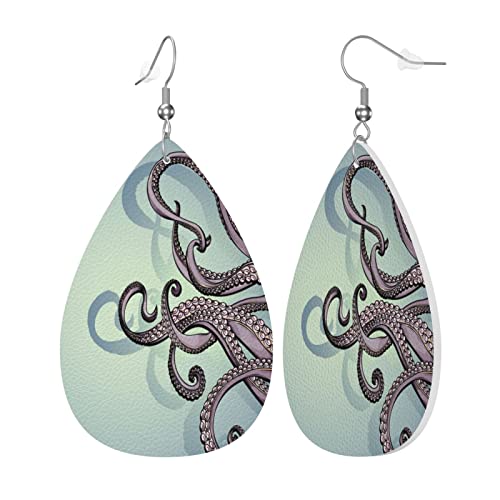 Kunstleder-Ohrringe, Tentakel, Kopierspac für Frauen, Tropfenform, baumelnde Ohrringe, Schmuckgeschenk, Einheitsgröße, Leder Polyvinylchlorid von FJAUOQ