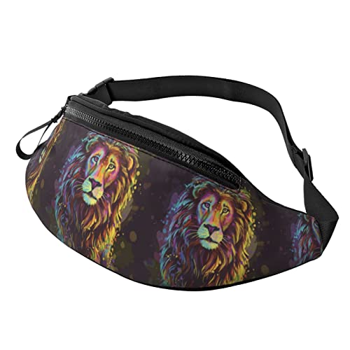 Lion Artistic Neon Hüfttasche für Herren und Damen, Verstellbarer Gürtel, Sporttasche für Outdoor-Sport, Reisen und Radfahren, Radfahren, Taschen-Schulterrucksack von FJAUOQ