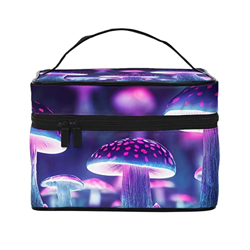 Magic Mushroom Make-up-Tasche für Frauen,Reise-Kosmetiktasche mit großem Fassungsvermögen,tragbare Kulturtasche,Make-up-Tasche für Mädchen,niedliches Schmuck-Make-up-Pinsel-Organizer-Etui,Geschen von FJAUOQ