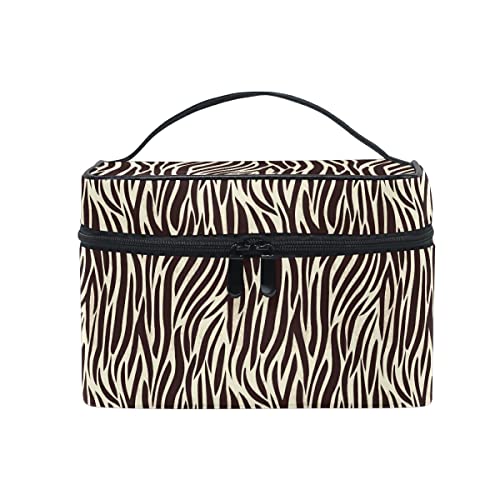 Make-up-Tasche, Zebra-Hautmuster, Reise-Make-up-Organizer, Kosmetiktaschen, Kulturbeutel für Mädchen, Frauen, Damen von FJAUOQ