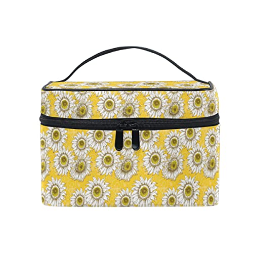 Make-up-Taschen, gelbes Sonnenblumen-Reise-Make-up-Organizer-Taschen-Make-up-Etui, Kosmetik-Kulturbeutel für Mädchen, Frauen, Damen von FJAUOQ