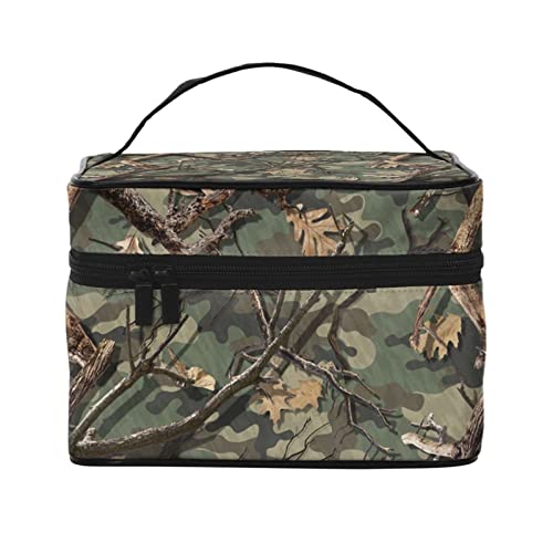 Make-up-Tasche mit Wald-Camouflage-Zweigen für Frauen,Reise-Kosmetiktasche mit großem Fassungsvermögen,tragbarer Kulturbeutel,Make-up-Tasche für Mädchen,niedlicher Schmuck-Make-up-Pinsel-Organize von FJAUOQ