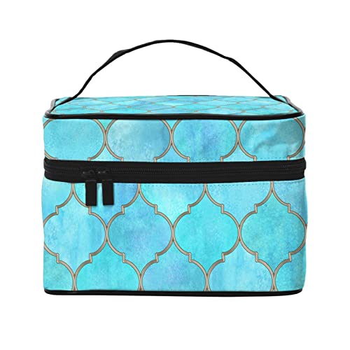 Geometrische Boho-Make-up-Tasche für Frauen,große Kapazität,Reise-Kosmetiktasche,tragbare Boho-Kulturtasche,Make-up-Tasche für Mädchen,niedliches Schmuck-Make-up-Pinsel-Organizer-Etui,Geschenke f von FJAUOQ