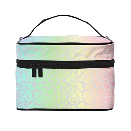 Make-up-Tasche mit Regenbogen-Aufdruck für Frauen,Reise-Kosmetiktasche mit großem Fassungsvermögen,tragbare Kulturtasche,Make-up-Tasche für Mädchen,niedlicher Schmuck-Make-up-Pinsel-Organizer,Ges von FJAUOQ