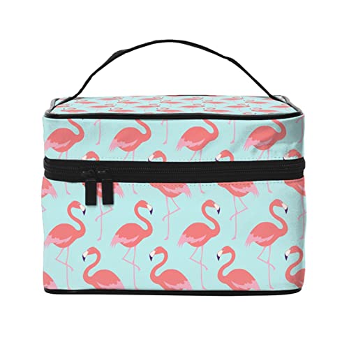 Flamingo-Make-up-Tasche für Frauen,Reise-Kosmetiktasche mit großem Fassungsvermögen,tragbarer Kulturbeutel,Make-up-Tasche für Mädchen,niedliches Schmuck-Make-up-Pinsel-Organizer-Etui,Geschenke fü von FJAUOQ