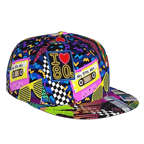 Mode 80er 90er Jahre verstellbare Snapback-Mütze für Männer und Frauen, Sonnenkappe, Hip-Hop-Kappe, Baseballkappe, Flache Krempe Mode 80er 90er Jahre verstellbare Snapback-Mütze für Männer und Frauen, Sonnenkappe, Hip-Hop-Kappe, Baseballkappe, Flache Krempe von FJAUOQ
