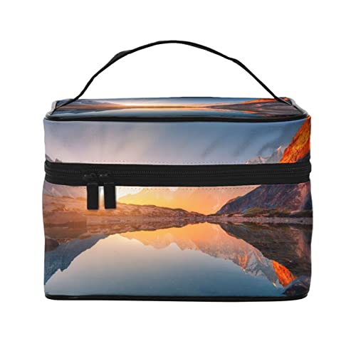 Nature Lake Make-up-Tasche für Frauen,Reise-Kosmetiktasche mit großem Fassungsvermögen,tragbare Kulturtasche,Make-up-Tasche für Mädchen,niedliches Schmuck-Make-up-Pinsel-Organizer-Etui,Geschenke von FJAUOQ