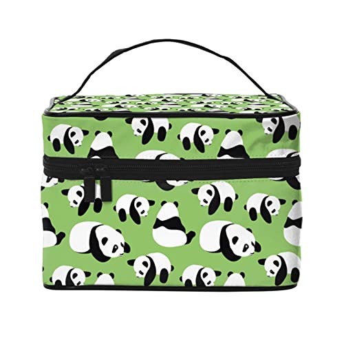 Niedliche Panda-Make-up-Tasche für Frauen,Reise-Kosmetiktasche mit großem Fassungsvermögen,tragbarer Kulturbeutel,Make-up-Tasche für Mädchen,niedliches Schmuck-Make-up-Pinsel-Organizer-Etui,Gesch von FJAUOQ