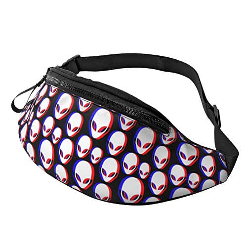 Fanny Pack mit 3D-Alien-Motiv für Männer und Frauen, verstellbare Gürteltasche, lässige Hüfttasche für Reisen, Partys, Festivals, Wandern, Laufen, Radfahren von FJAUOQ