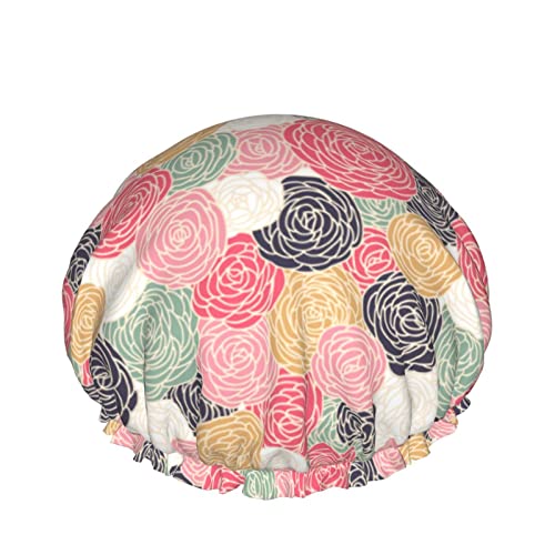 Rose-Retro-Haarhaube für Damen, wasserdicht, für Schönheit, Spa, Zuhause, Hotel, Reisen von FJAUOQ