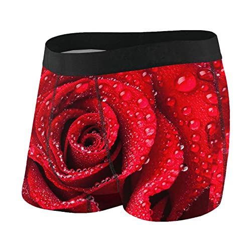 Schöne rote Rose Herren-Boxershorts Unterhose für Männer Freund von FJAUOQ