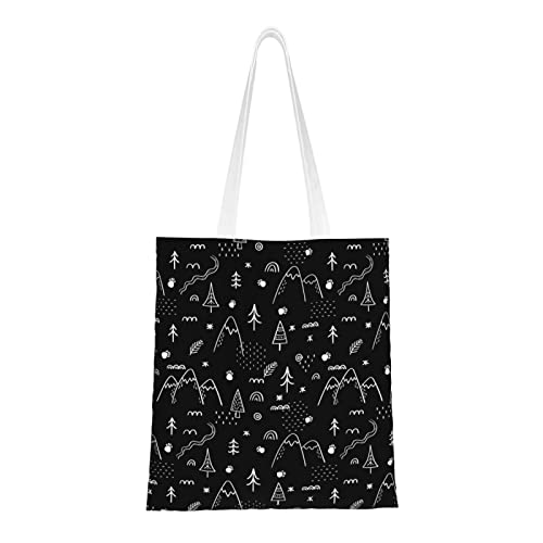 Schwarze Wald blaue Pfauenfedern Canvas Tragetasche für Frauen, wiederverwendbare Einkaufstaschen, Reisetaschen für Arbeit, Reisen, Einkaufen, Schwarz Wald, Einheitsgröße, Canvas & Beach Tote Bag von FJAUOQ