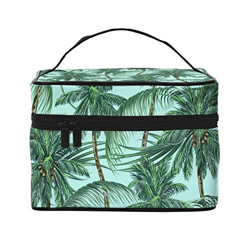 Tropische Kokosnussbaum-Make-up-Tasche für Frauen,Reise-Kosmetiktasche mit großem Fassungsvermögen,tragbare Kulturtasche,Make-up-Tasche für Mädchen,niedliches Schmuck-Make-up-Pinsel-Organizer-ETU von FJAUOQ