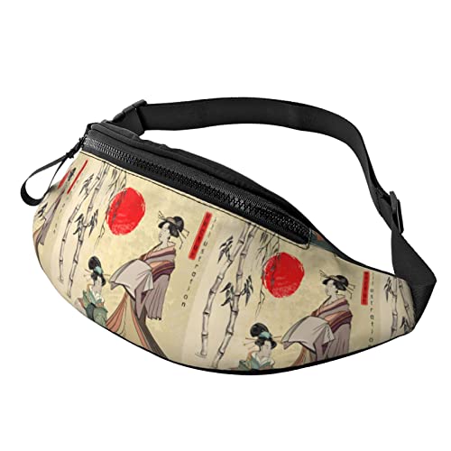 Wandern Fanny Pack Japanische Geisha Mädchen Japan Crossbody Taille Tasche Leichte Gürteltasche von FJAUOQ
