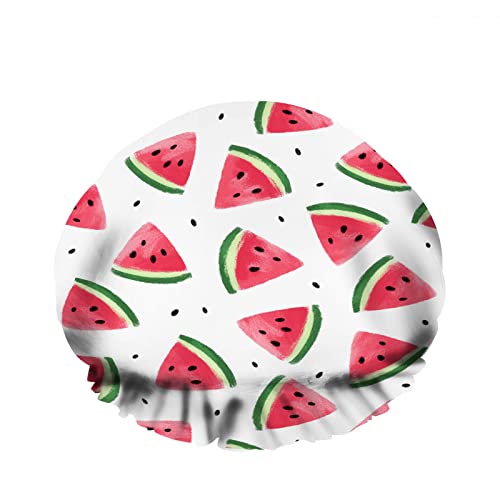 Wassermelone Slice Badekappen, Duschhut, süßer Sommerfrucht, schwarze Samen, Badehaar-Hut, wasserdicht, für Damen, Spa, Salon, Muttertagsgeschenk von FJAUOQ