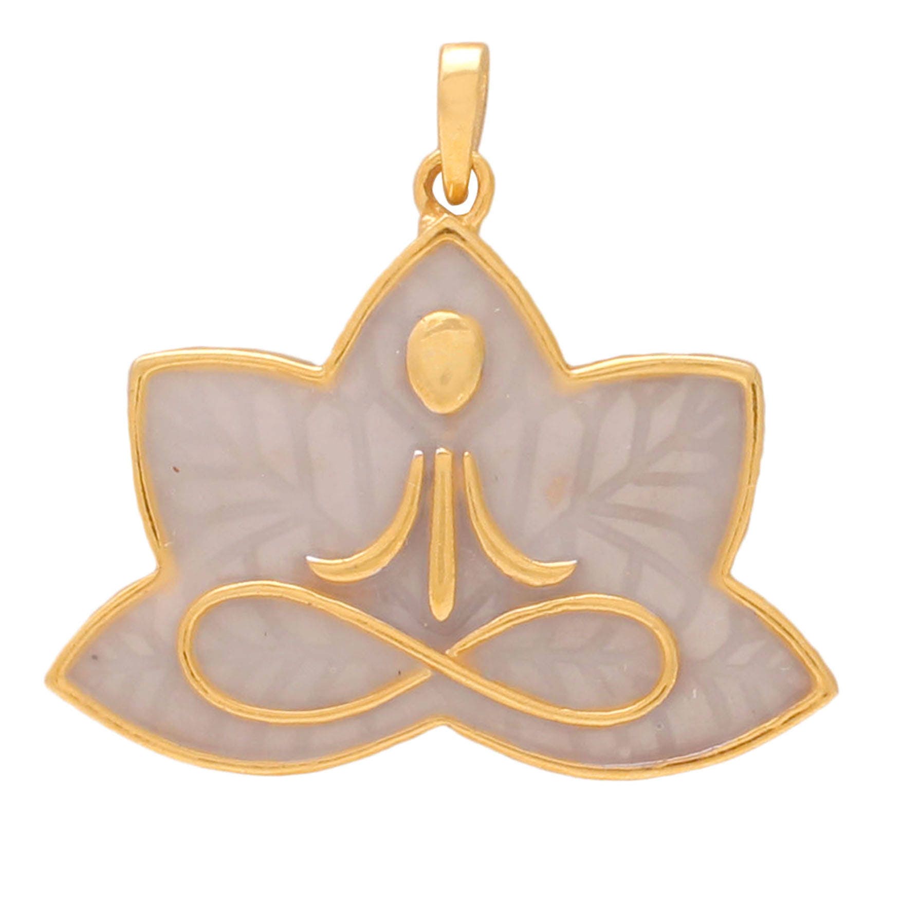 Lotus Pose | Padmasana Sterling Silber Anhänger Vergoldet Mit Weißer Emaille Im Hintergrund Lotus Pose | Padmasana Sterling Silber Anhänger Vergoldet Mit Weißer Emaille Im Hintergrund von FJAmerica