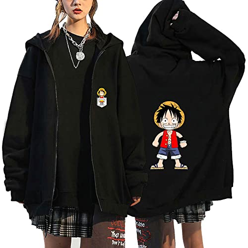 Anime One Piece Cartoon Chopper Zoro Bedruckt Cosplay Luffy Mihawk Jacke Monkey D Luffy Hoodie mit Reißverschluss-5-001-3XL von FJHYEEBN