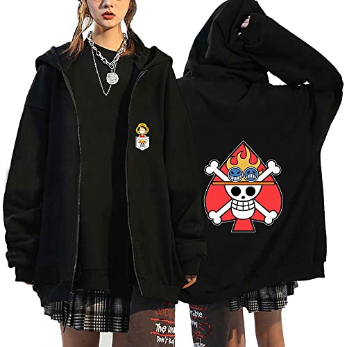 Anime One Piece Cartoon Chopper Zoro Bedruckt Cosplay Luffy Mihawk Jacke Monkey D Luffy Hoodie mit Reißverschluss-5-004-3XL von FJHYEEBN