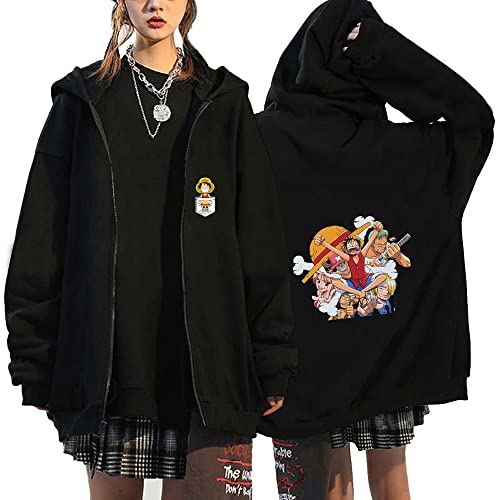 Anime One Piece Cartoon Chopper Zoro Bedruckt Cosplay Luffy Mihawk Jacke Monkey D Luffy Hoodie mit Reißverschluss-5-007-3XL von FJHYEEBN