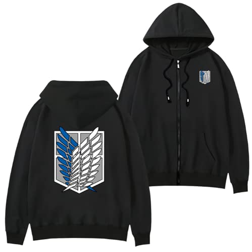 FJHYEEBN Attack on Titan Anime Jacke A.O.T. Cosplay Zip Up Hoodie mit Kapuzen Shingeki No Kyojin Jacke Herren Outwear Mäntel,003-L von FJHYEEBN