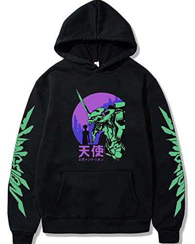 FJHYEEBN Damen Neon Genesis Evangelion Japanische Anime Hoodies Ikari Shinji Ayanami Rei Asuka Langley Pullover Cosplay Langarmshirt-001-Black-4XL von FJHYEEBN