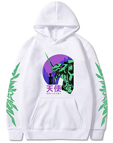 FJHYEEBN Damen Neon Genesis Evangelion Japanische Anime Hoodies Ikari Shinji Ayanami Rei Asuka Langley Pullover Cosplay Langarmshirt-001-White-XXS von FJHYEEBN