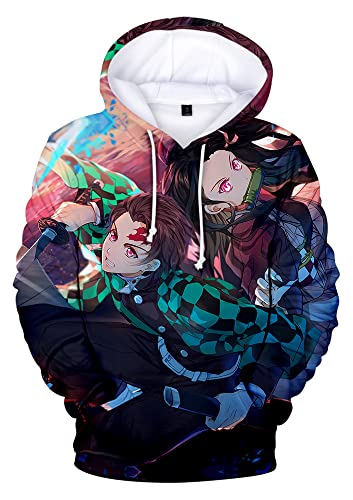 FJHYEEBN Demon Slayer Druck Nezuko Tanjiro Kamado Sweatshirt Cosplay Kapuzenpullover Damen Hoodie Anime Kostüm-04969-L1 von FJHYEEBN