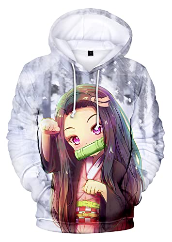 FJHYEEBN Demon Slayer Jungen Anime Nezuko Tanjiro Kamado Langarm Anime Printed Hoodie Sport Cosplay Pullover Tops-09670-XXL1 von FJHYEEBN