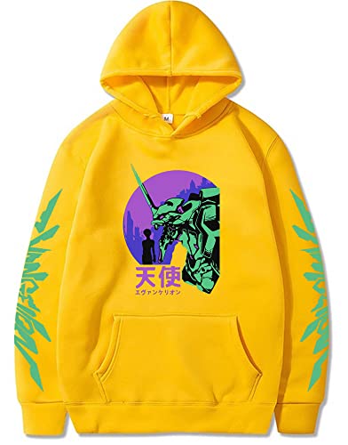 FJHYEEBN Herren Anime Neon Genesis Evangelion Asuka Langley Soryu Ayanami Rei Langarm Cosplay Sweatshirt-001-Yellow-3XL von FJHYEEBN