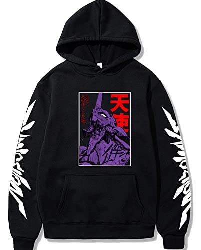 FJHYEEBN Herren Anime Neon Genesis Evangelion Eva Cosplay Hoodie Asuka Langley Soryu Ayanami Rei Pullover-002-Black-M von FJHYEEBN