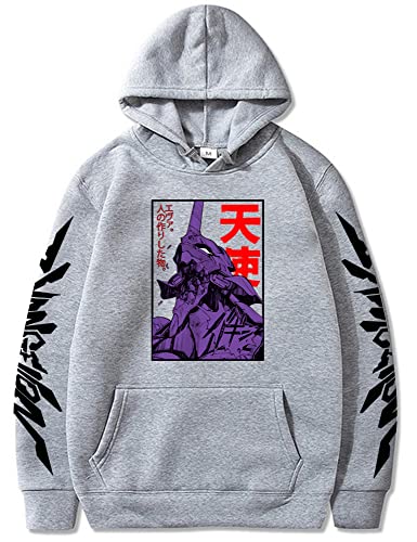 FJHYEEBN Herren Anime Neon Genesis Evangelion Eva Cosplay Hoodie Asuka Langley Soryu Ayanami Rei Pullover-002-GREY-L von FJHYEEBN