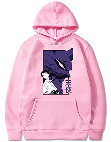 FJHYEEBN Herren NEON Genesis Evangelion Hoodie Ikari Shinji Ayanami Rei Asuka Langley Kapuzenpullover Komfortable Sweatshirt-005-Pink-L von FJHYEEBN