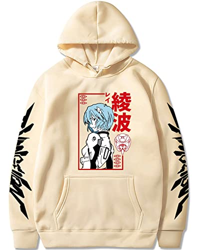 FJHYEEBN Herren Neon Genesis Evangelion Männer Hoodie Anime Charakter Druck Pullover Lose Casual Sweatshirt Tops-003-Mibai-L von FJHYEEBN