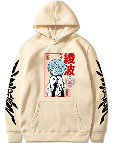 FJHYEEBN Herren Neon Genesis Evangelion Männer Hoodie Anime Charakter Druck Pullover Lose Casual Sweatshirt Tops-003-Mibai-M von FJHYEEBN