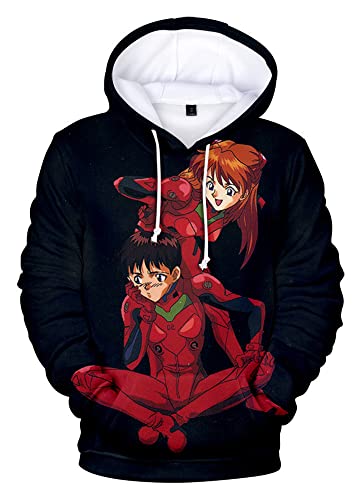 FJHYEEBN Neon Genesis Evangelion Männer 3D Anime Hoodies Langarm Ikari Shinji Ayanami Rei Asuka Langley Pullover-09136-M von FJHYEEBN