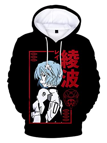 FJHYEEBN Neon Genesis Evangelion Männer 3D Anime Hoodies Langarm Ikari Shinji Ayanami Rei Asuka Langley Pullover-09142-4XL von FJHYEEBN