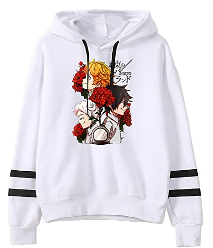 FJHYEEBN The Promised Neverland Damen Hoodie Emma Cosplay Kapuzenpullover Casual Langarmshirt für Frauen-01013-White-L von FJHYEEBN