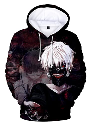 FJHYEEBN Tokyo Ghoul Anime Hoodie Sweatshirt Herren Damen Ken Kaneki Outwear Pullover Klassische Kapuzenpullover-0410-3XL1 von FJHYEEBN