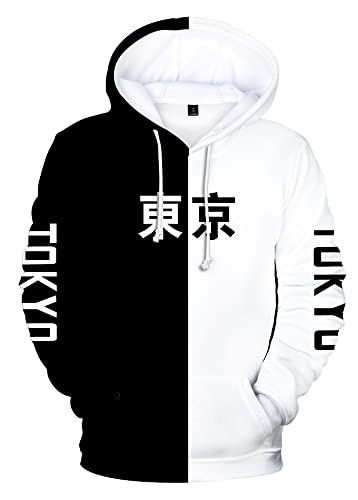 FJHYEEBN Tokyo Ghoul Druck Kapuzenpullover Herren Kapuzenpullover Ken Kaneki Pullover Freizeit Hoodie mit Einäugiger König Druck-10770-L1 von FJHYEEBN