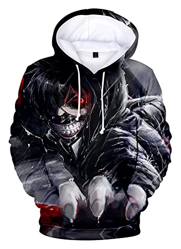 FJHYEEBN Tokyo Ghoul Ken Kaneki Druck Pullover Touka Kirishima Pullover Ken Kaneki Pullover Einäugiger König Hoodie-0405-XL1 von FJHYEEBN