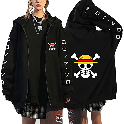 Luffy Chopper Anime One Piece Unisex Zip Up Jacke Monkey D Luffy Kostüm Kapuzenpullover Sweatshirt für Herren und Damen-1-001-M von FJHYEEBN