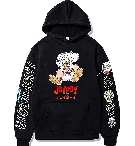 One Piece Hoodies Luffy Gear 5 Kapuzenpullover Unisex Zoro Printed Y2k Aesthetic Hoodies-01Black-L von FJHYEEBN