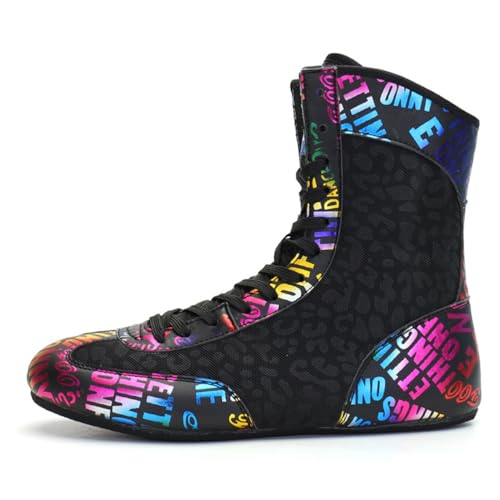 FJJLOVE Boxing-Sneaker für Männer und Frauen Schnürschuhe Leichtgewicht Netz Unisex Jugend Hochschnitt Fitness Wrestling Stiefel,Lila,42 EU von FJJLOVE