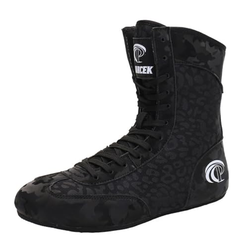 FJJLOVE Boxing-Sneaker für Männer und Frauen Schnürschuhe Leichtgewicht Netz Unisex Jugend Hochschnitt Fitness Wrestling Stiefel,Schwarz,41 EU von FJJLOVE
