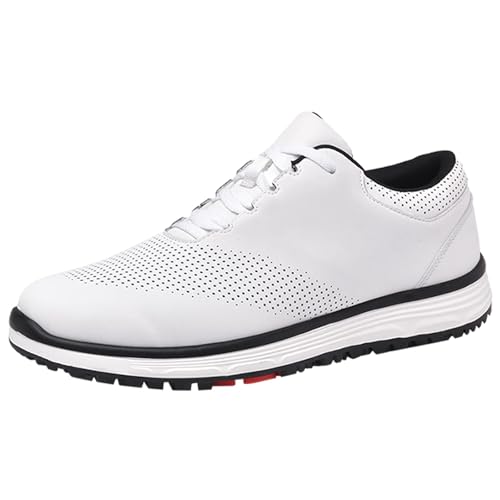 FJJLOVE Golfer Spikeless Wasserdicht Leichter Golfschuh Anti Rutsch Komfort Casual Walking Sport Schuhe,Weiß,41 EU von FJJLOVE
