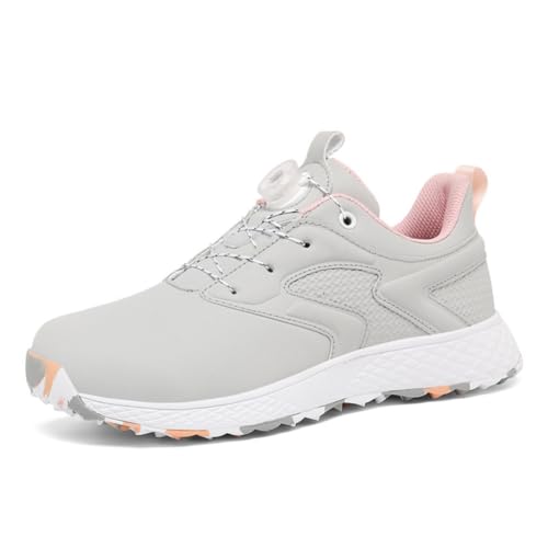 FJJLOVE Golfschuhe Für Frauen Und Mädchen, wasserdichte Spikeless Golfschuhe Mikrofaserleder rutschfeste Golfschuhe,Grau,41 EU von FJJLOVE